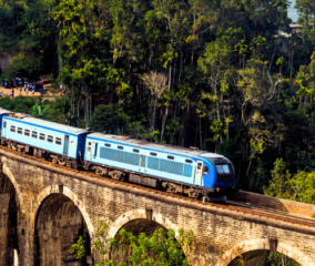 sri lanka train view in aerial