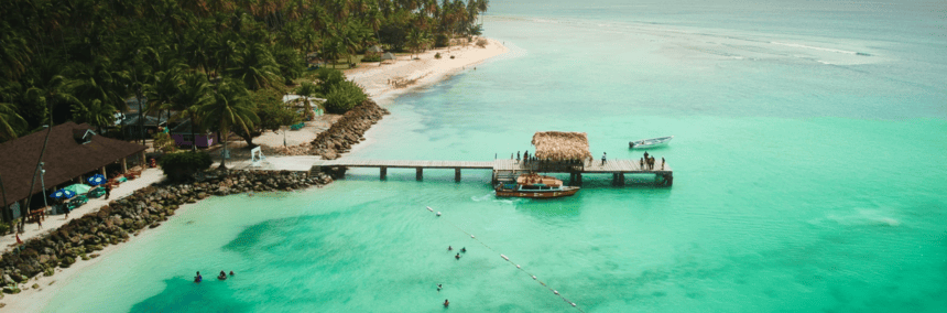 aerial view of andaman island beach with a walkable bridge for jetty